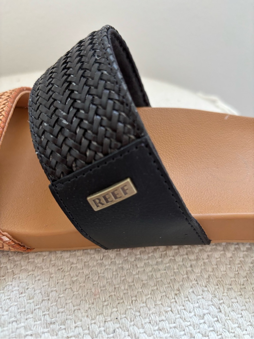 Reef Woven Slide Sandal in Black and Tan - Picture 2 of 5